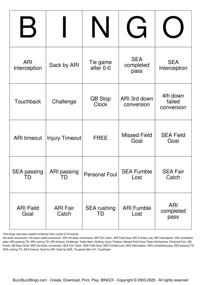 Download Free Football Bingo Cards Download Free Football Bingo Cards