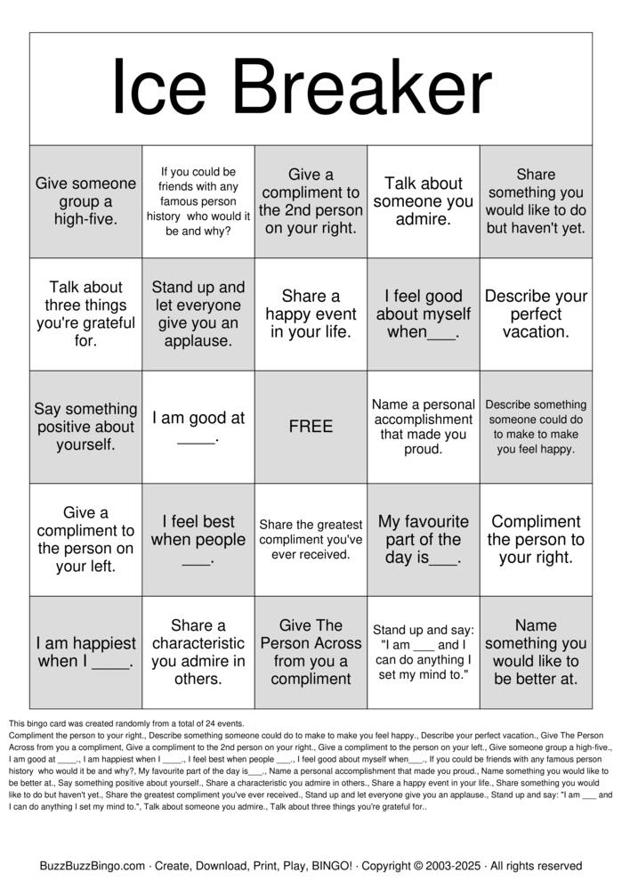 Ice Breaker Bingo Cards to Download, Print and Customize!
