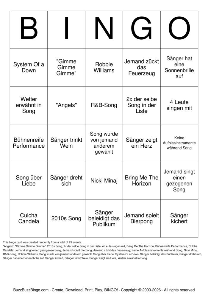 Download Free KARAOKE Bingo Cards Download Free KARAOKE Bingo Cards