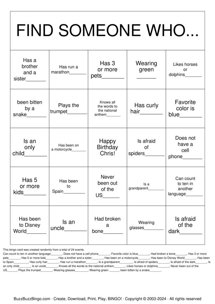 Download Free Mingle Bingo  Bingo Cards