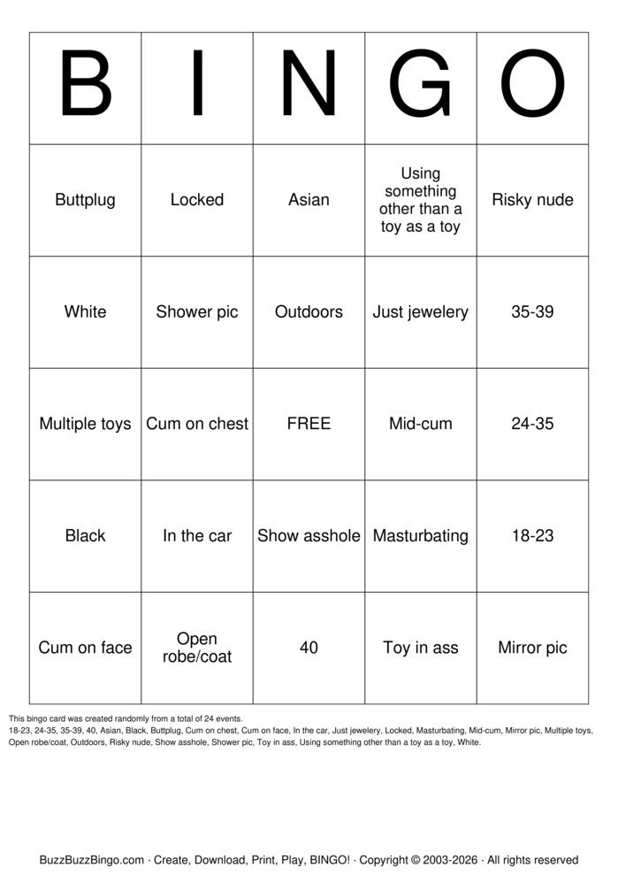 Download Free Nude guy Bingo Cards