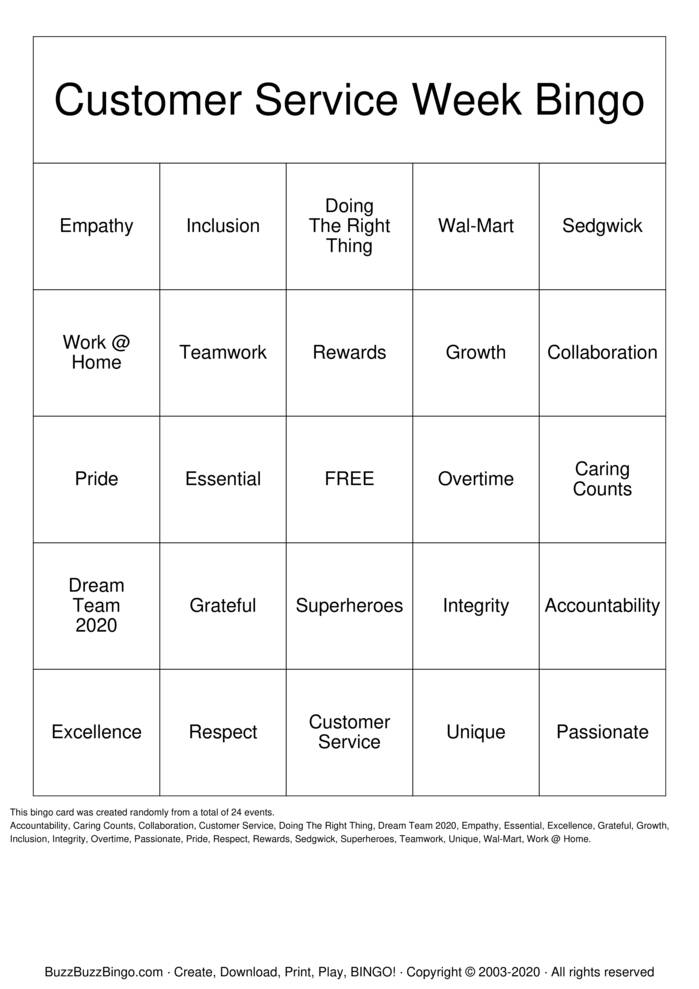 Download Free Customer Service Week Bingo Bingo Cards Download Free Customer Service Week Bingo Bingo Cards