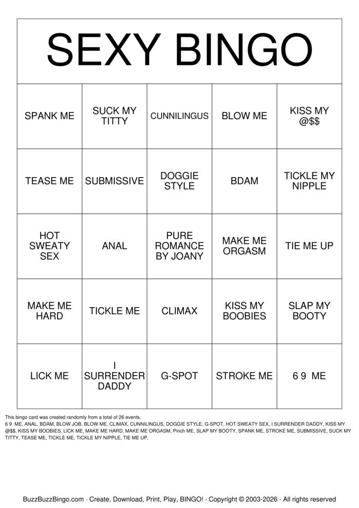Download Free DIRTY BINGO Bingo Cards