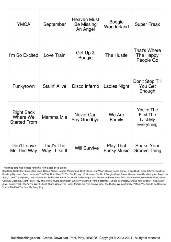 Download Free DISCO Bingo Cards