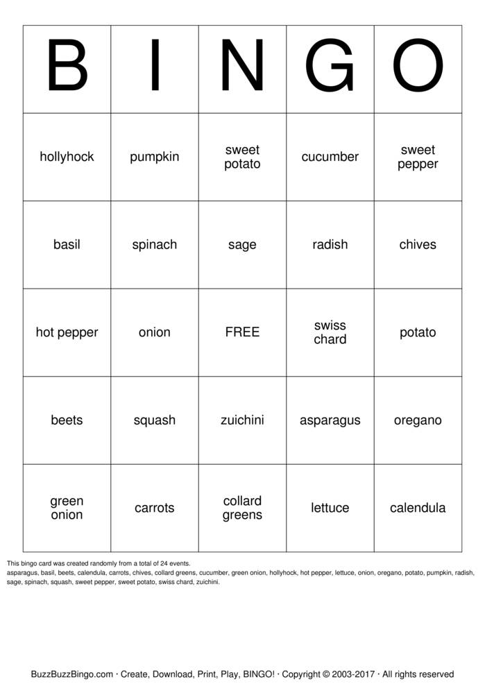 Garden Bingo Cards to Download, Print and Customize!