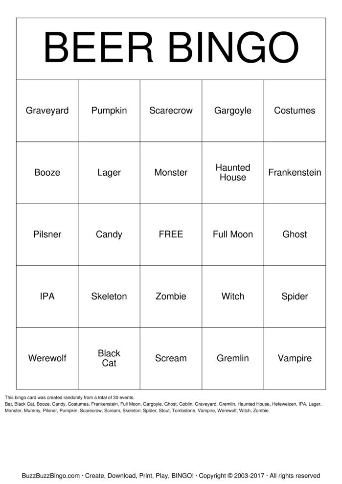 Download Free Halloween Bingo Cards
