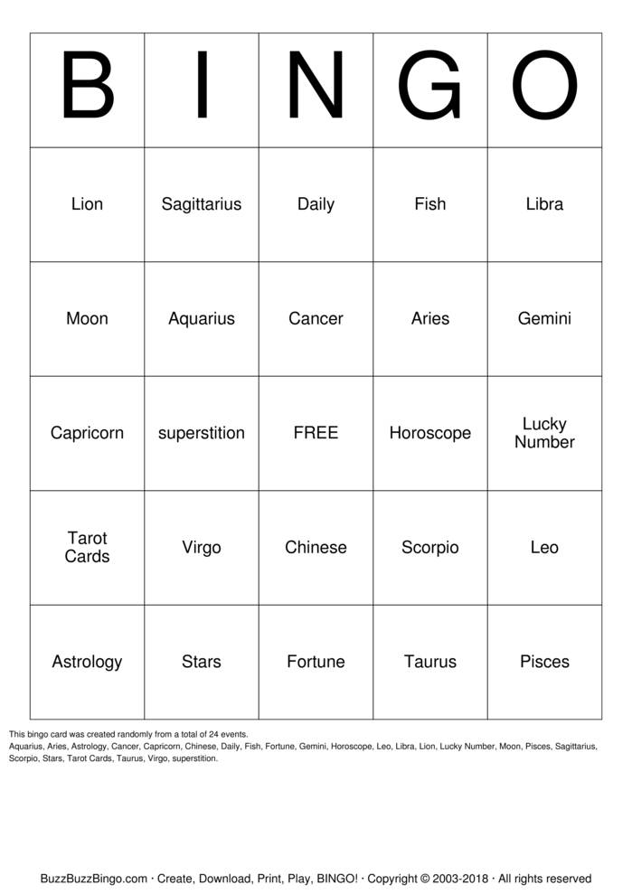 Download Free Leo Bingo Cards