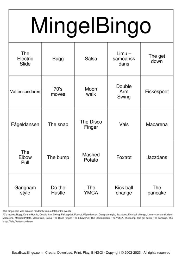 Download Free MingelBingo - Vem kan the moves? Bingo Cards Download Free MingelBingo - Vem kan the moves? Bingo Cards
