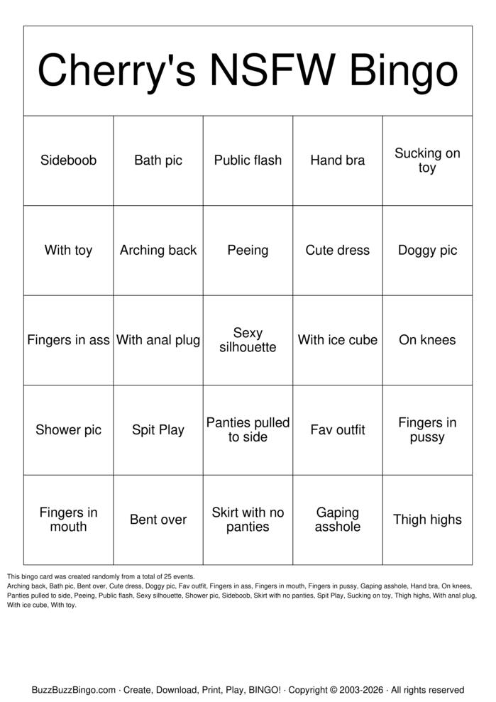 Download Free NSFW Bingo Bingo Cards Download Free NSFW Bingo Bingo Cards