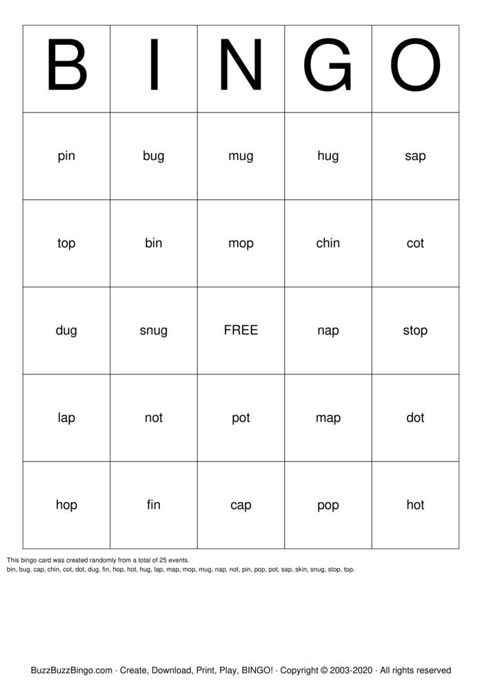 Download Free Short Vowel Bingo Bingo Cards Download Free Short Vowel Bingo Bingo Cards