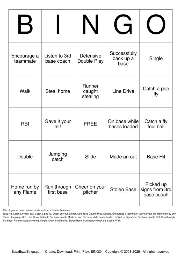 Download Free Softball Bingo Bingo Cards