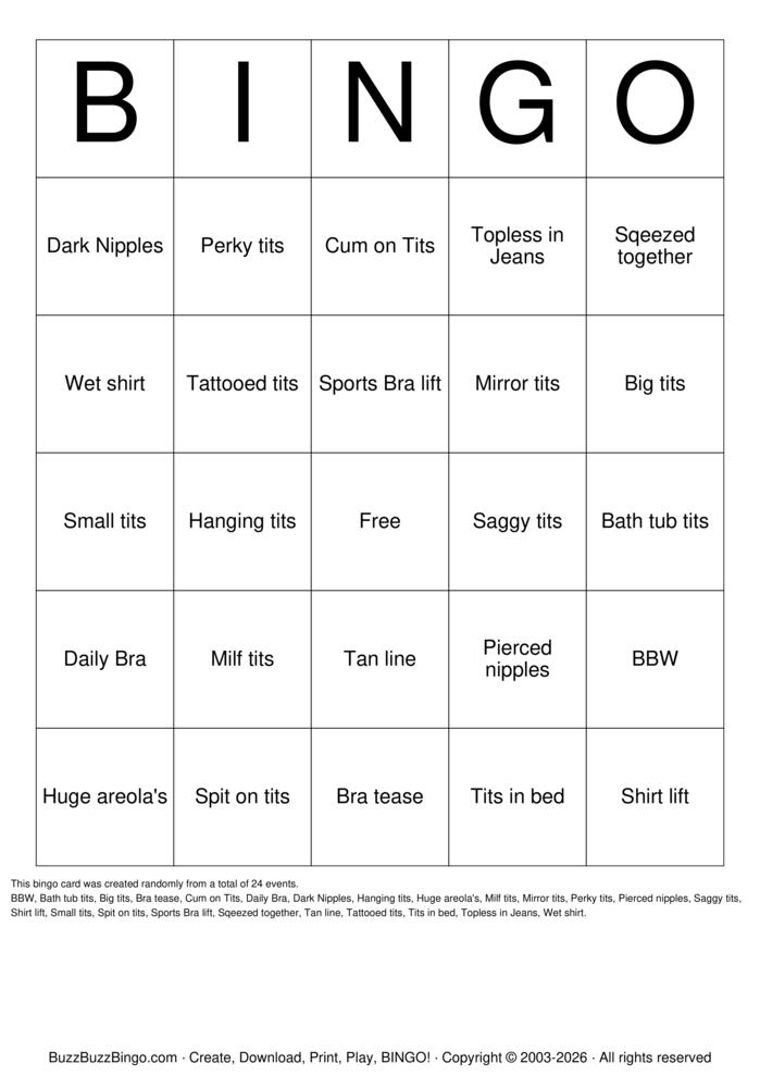 Download Free TITTY BINGO Bingo Cards Download Free TITTY BINGO Bingo Cards