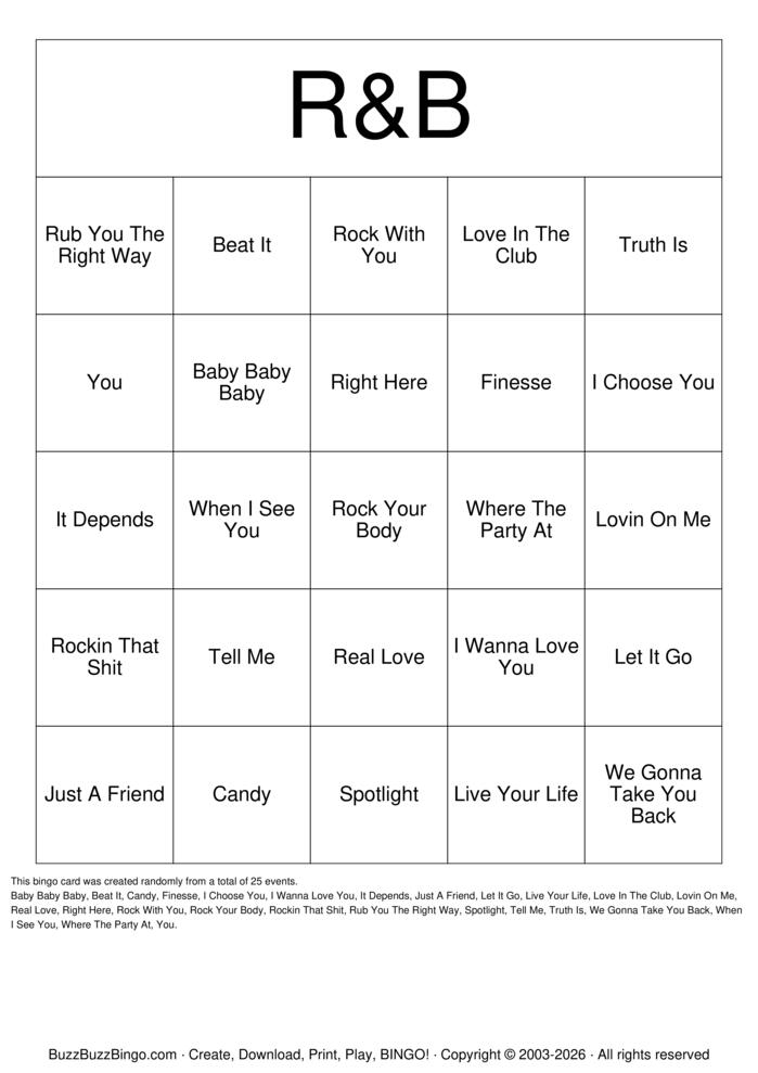Download Free The Garage R&B 2 Bingo Cards Download Free The Garage R&B 2 Bingo Cards