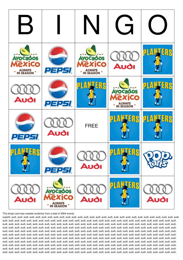 2020 Superbowl Commercial Logos Bingo Cards to Download, Print and ...