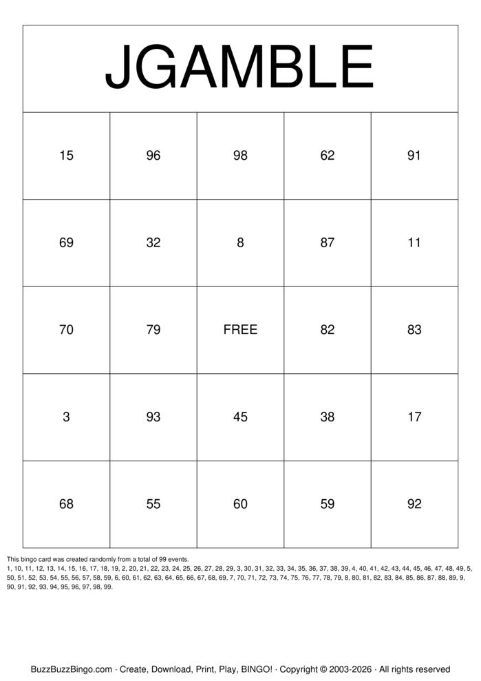 Download Free 7x7 Bingo Cards