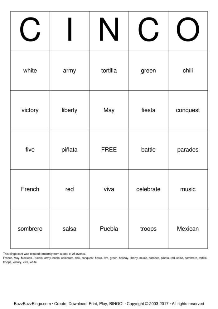 Cinco de Mayo Bingo Cards to Download, Print and Customize!