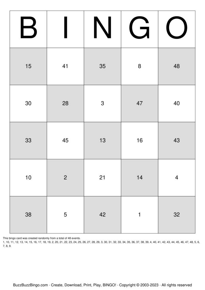 Custom Bingo Cards to Download, Print and Customize!