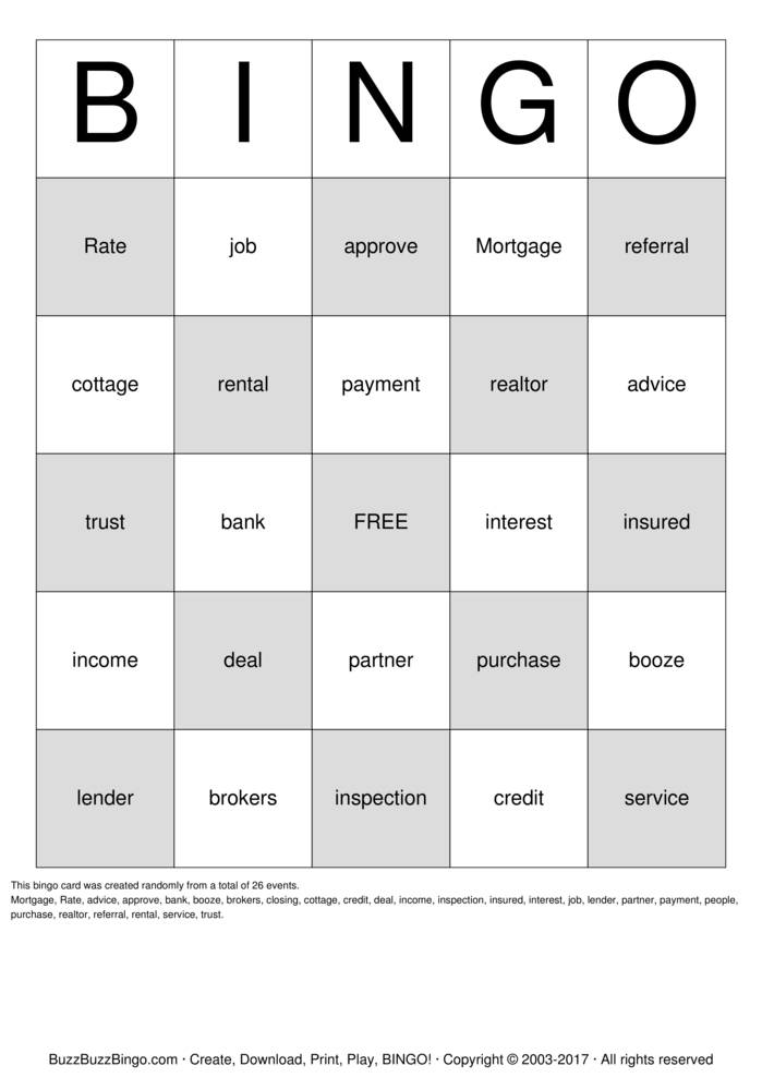 Download Free Custom Bingo Cards