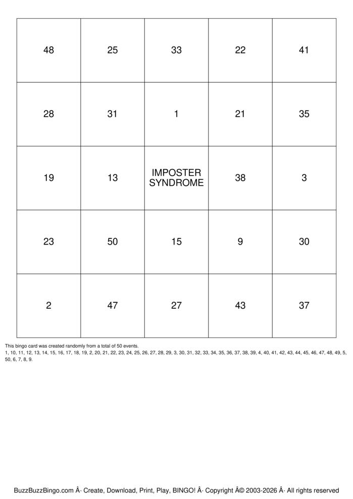 Download Free Emerging Artist Bingo Bingo Cards