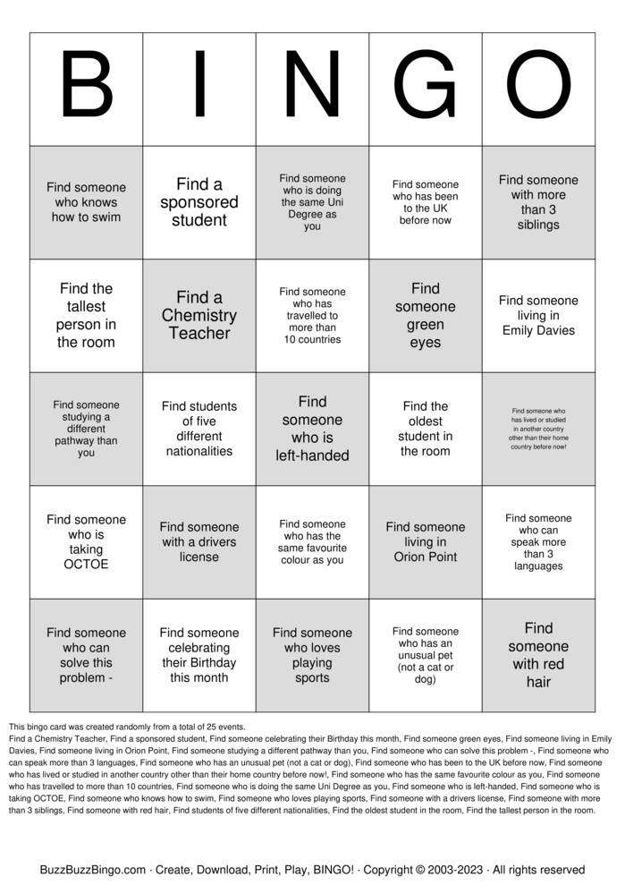 Download Free Get to Know Me! Bingo Cards