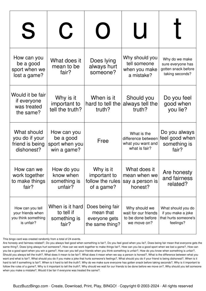Download Free Girl Scout Bingo Cards