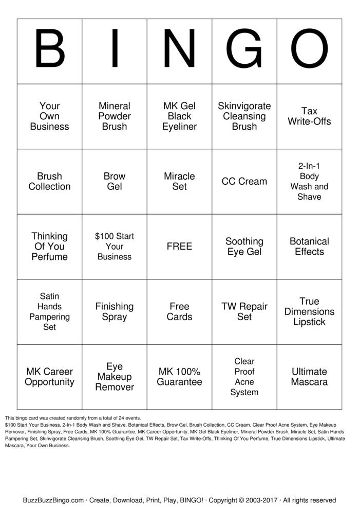 Download Free MK Bingo Cards