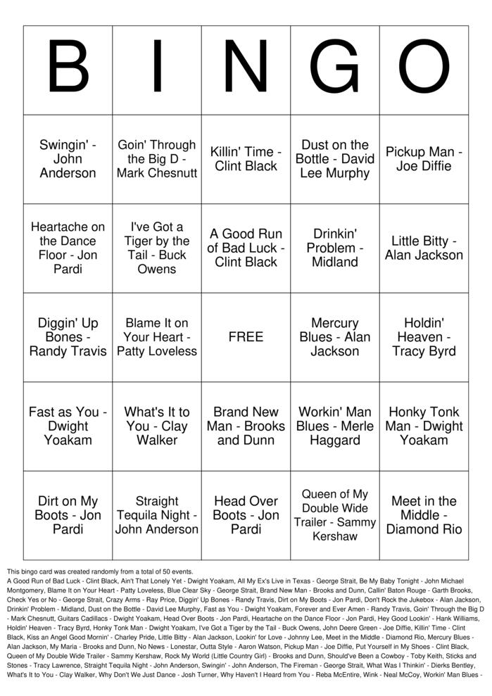 Download Free Two-Step Country Top 50 Bingo Cards Download Free Two-Step Country Top 50 Bingo Cards