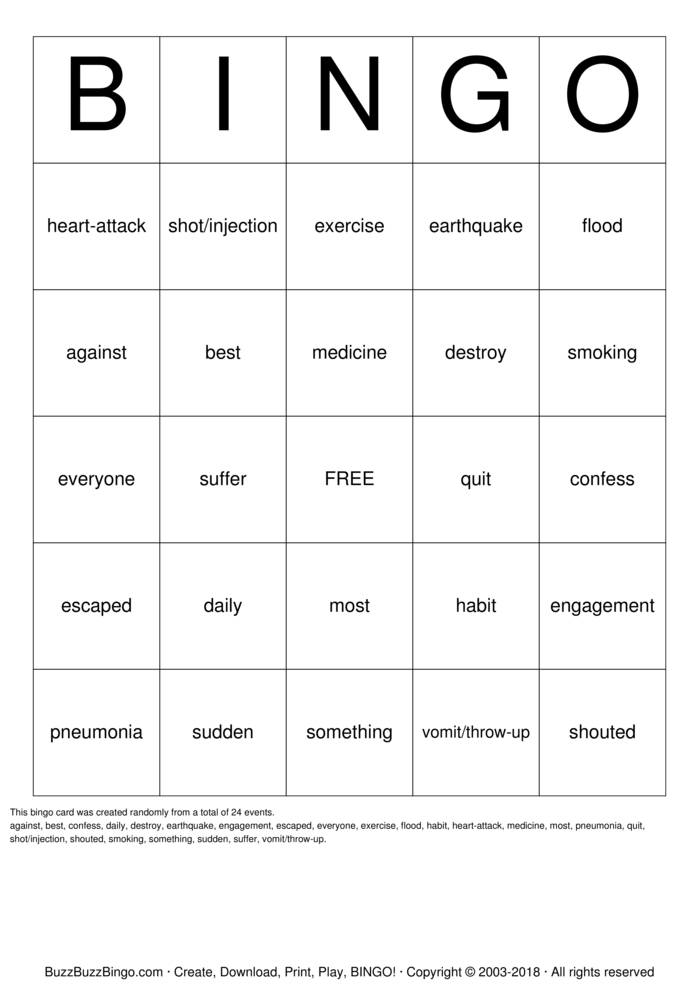 Download Free ASL Vocabulary Bingo Cards Download Free ASL Vocabulary Bingo Cards