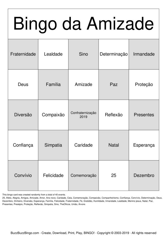 Bingo Cards to Download, Print and Customize!