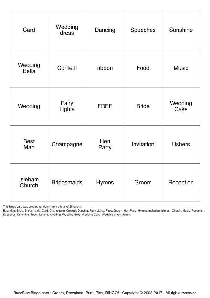 Download Free Custom Bingo Cards