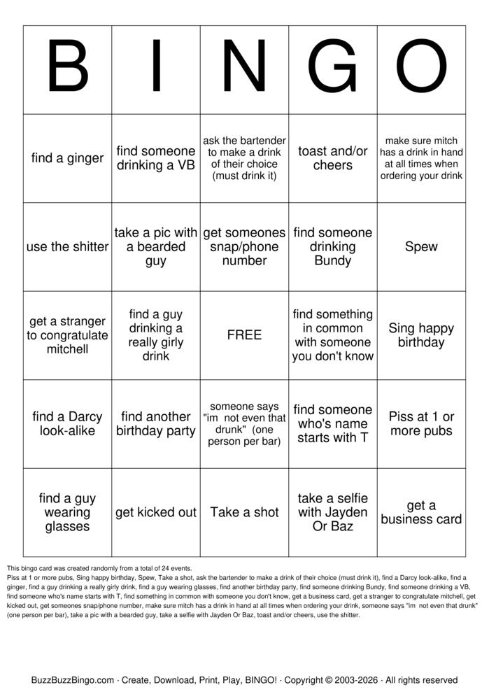Download Free Drunk people  Bingo Cards