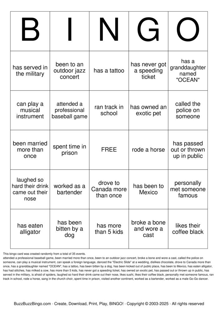 Download Free Getting to Know the Residents Bingo Cards