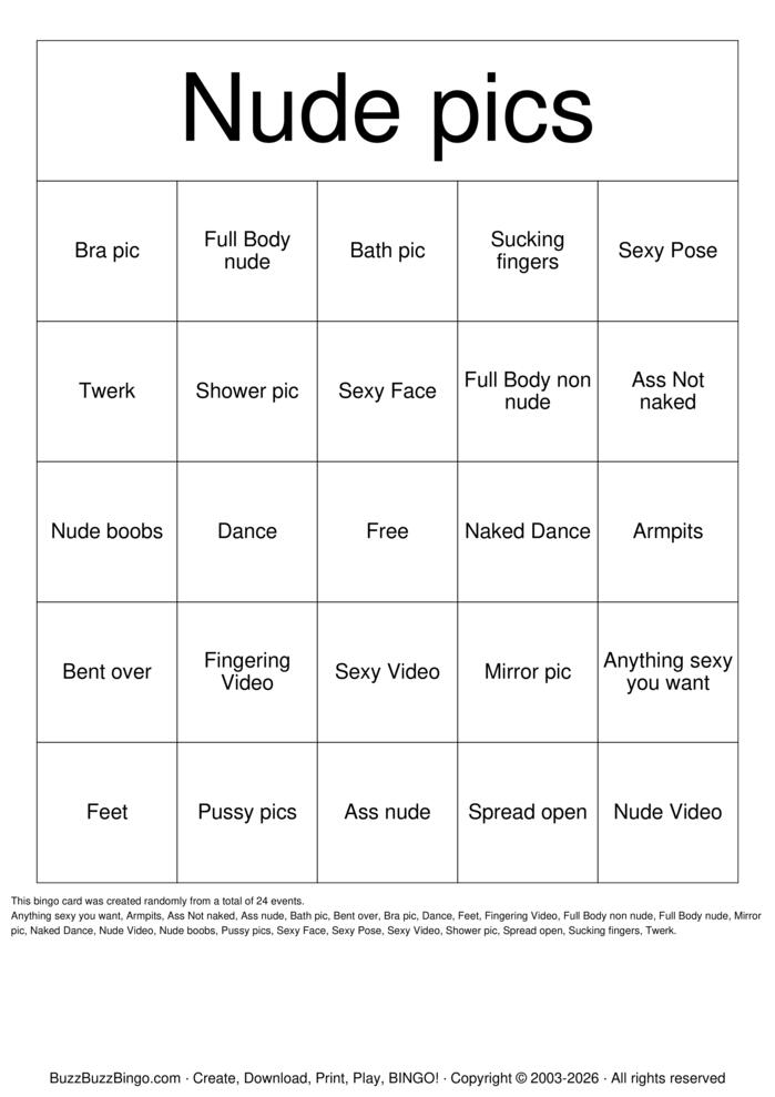 Download Free Nude Bingo Bingo Cards