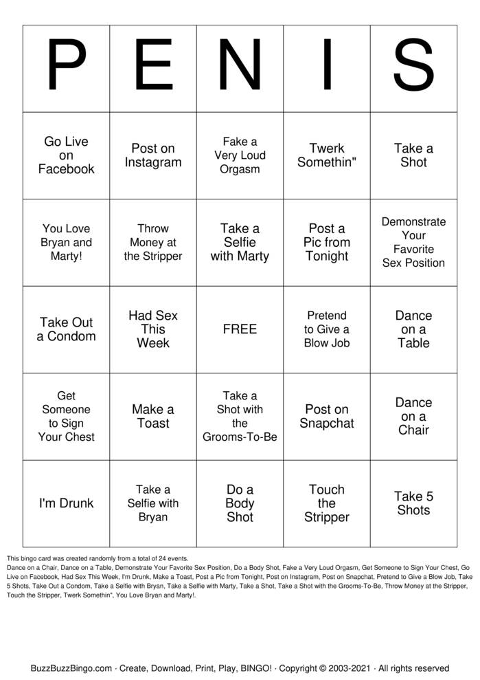Download Free Penis Bingo Cards