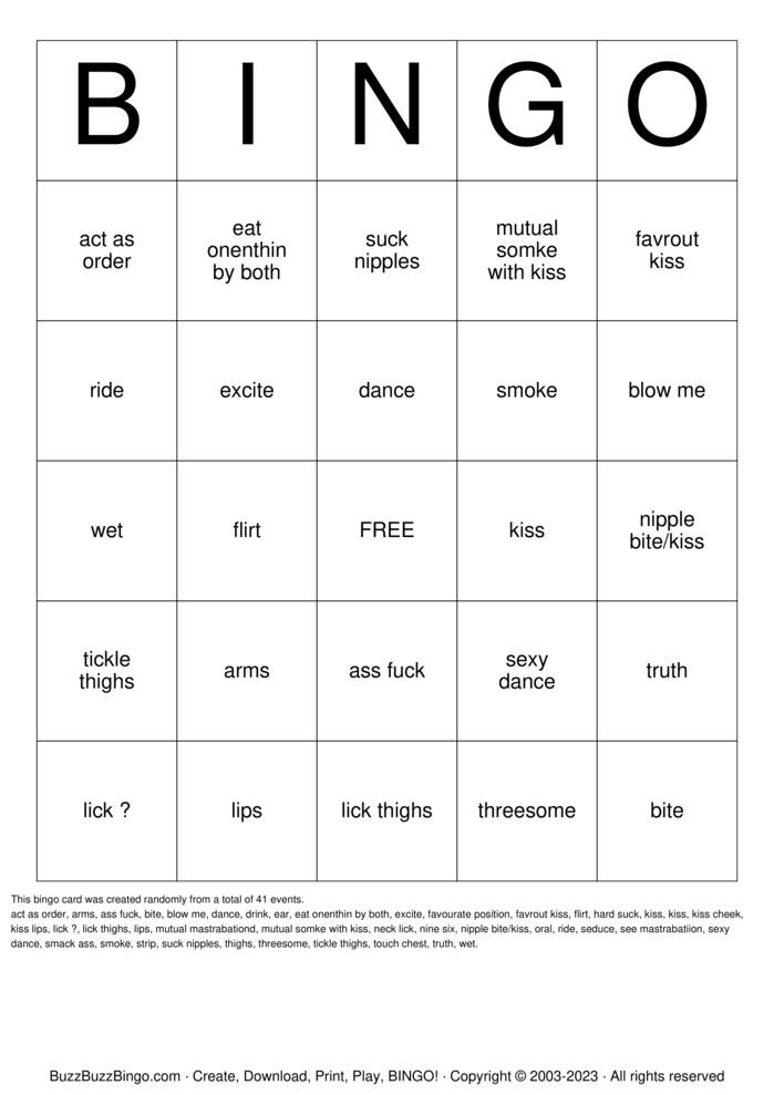 Download Free Sex  Bingo Cards