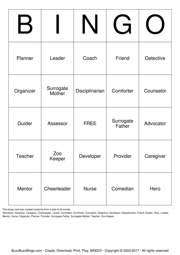 The Many Roles of A Teacher Bingo Cards to Download, Print and Customize!