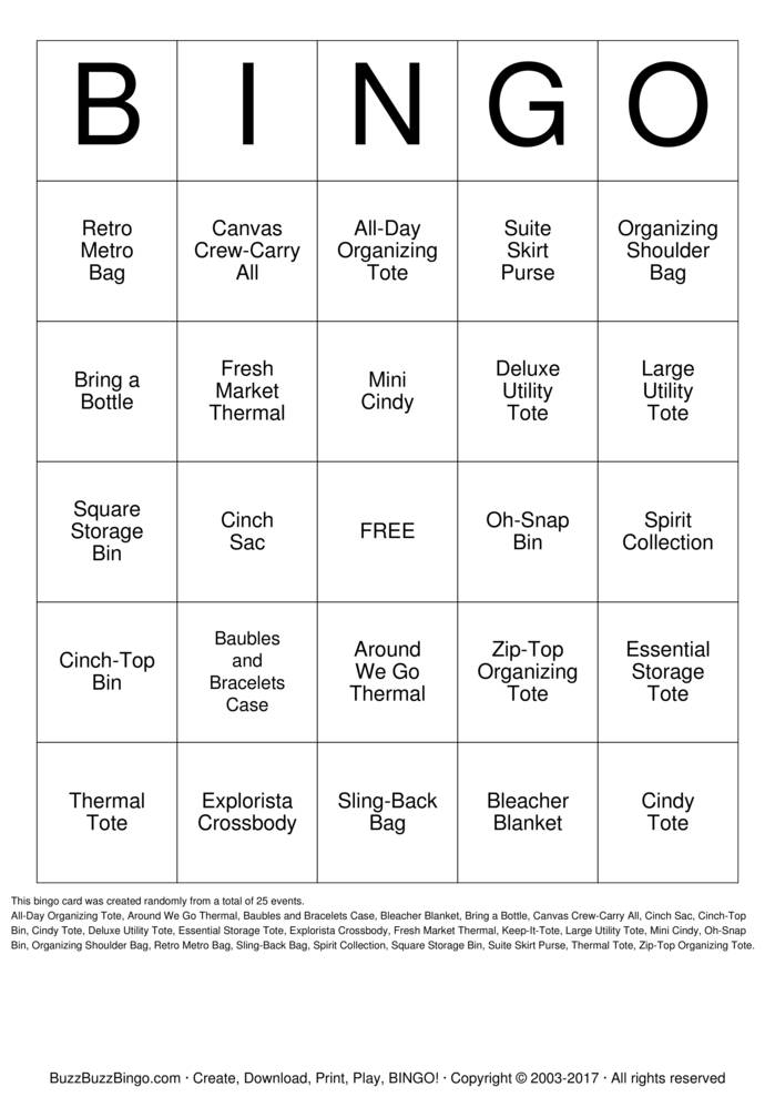 Download Free Thirty One Bingo Cards Download Free Thirty One Bingo Cards
