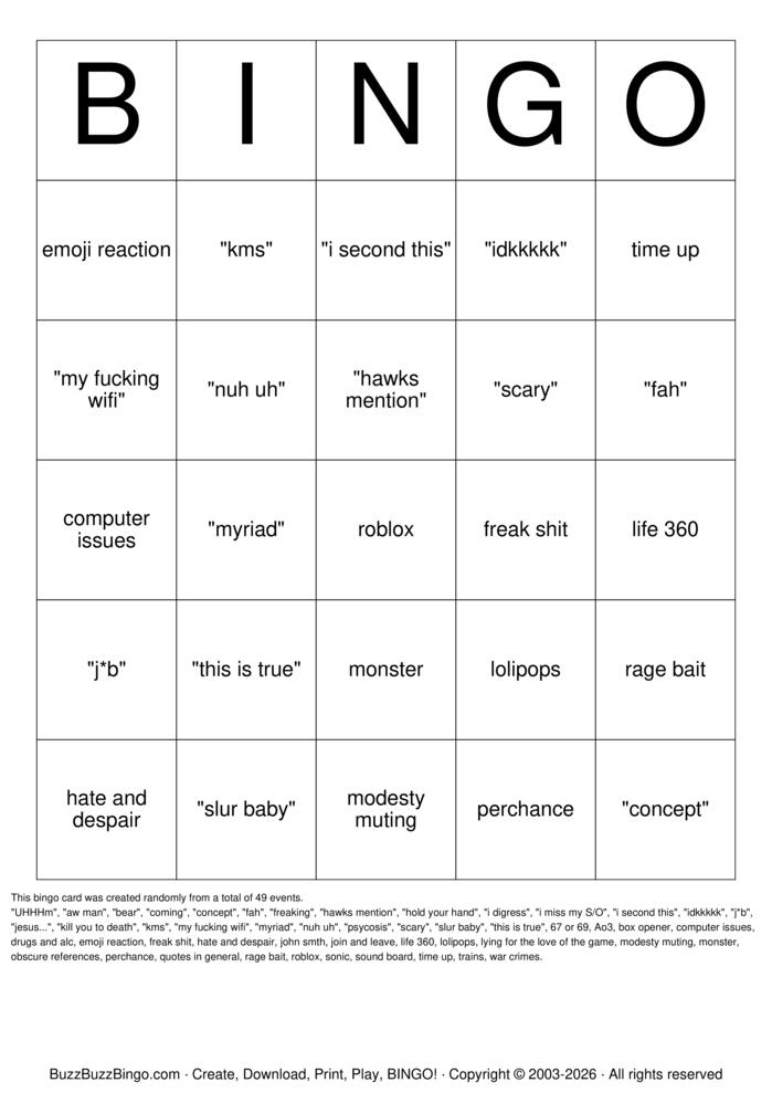 Download Free 7x7 Bingo Cards Download Free 7x7 Bingo Cards