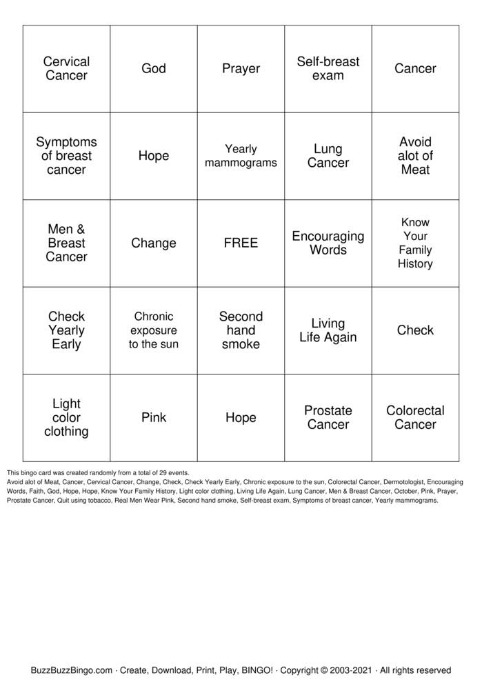 Breast Cancer Bingo Cards To Download Print And Customize breast-cancer-bingo-cards-to-download-print-and-customize