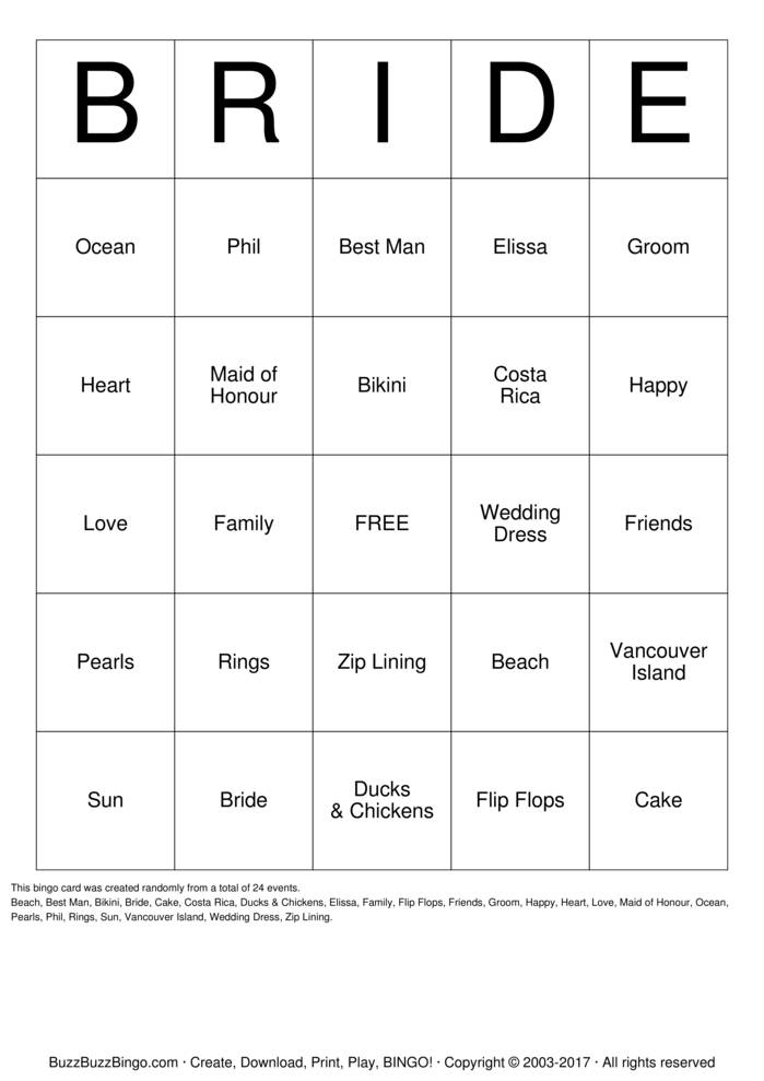 Download Free Bridal Shower Bingo Cards Download Free Bridal Shower Bingo Cards