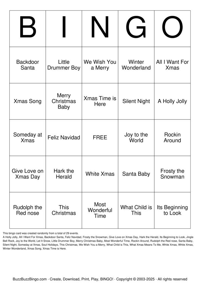 Download Free Christmas Jingles Bingo Cards Download Free Christmas Jingles Bingo Cards