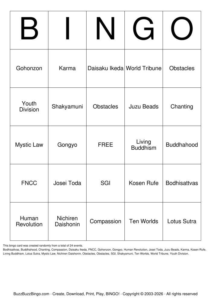 Download Free Custom Bingo Cards