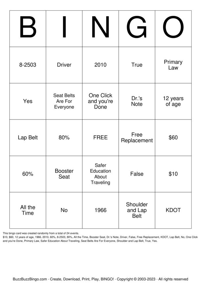 Download Free Custom Bingo Cards