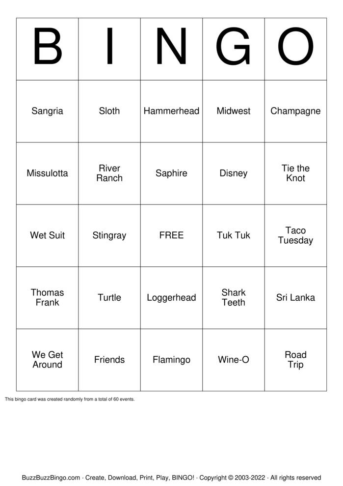 Download Free Forever After Bingo Cards