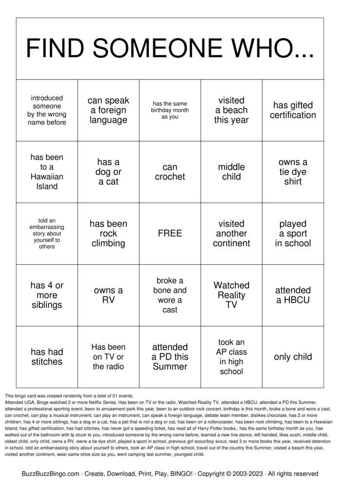 Download Free Getting to Know You! Bingo Cards Download Free Getting to Know You! Bingo Cards
