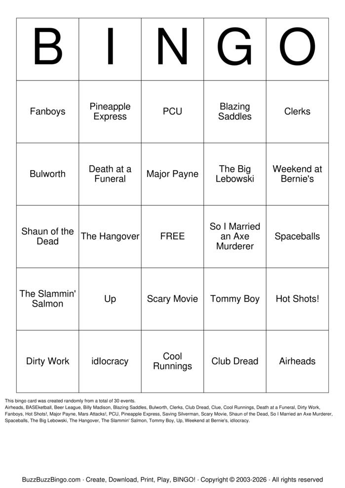 Download Free Idiocracy Bingo Cards
