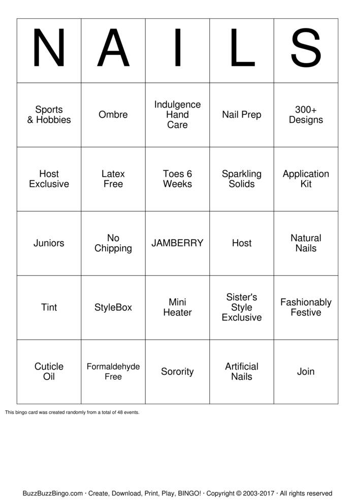 Jamberry Bingo Cards to Download, Print and Customize!