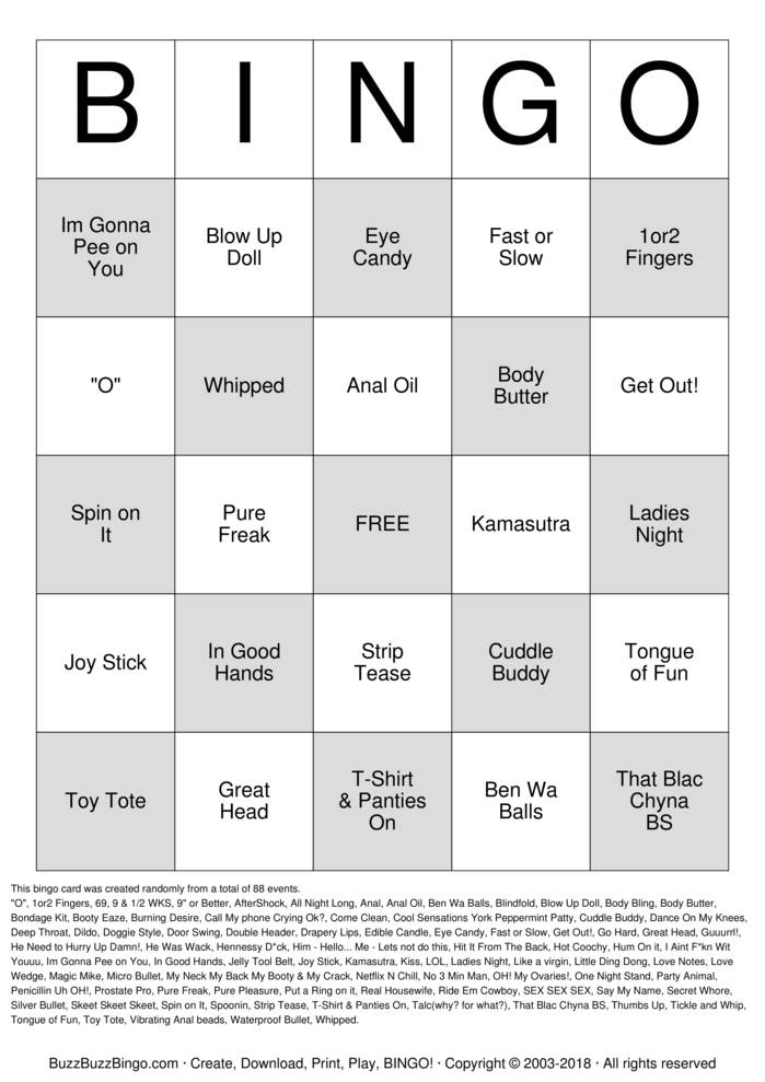 Download Free Naughty Bingo  Bingo Cards