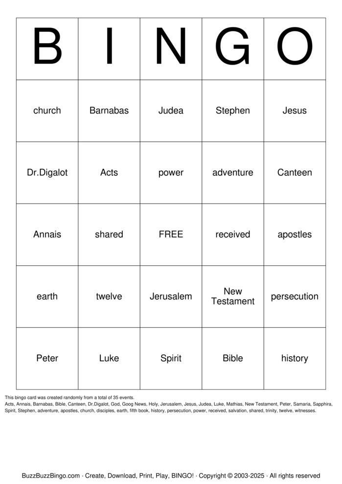 Download Free Act 4:34-35 Bingo Cards