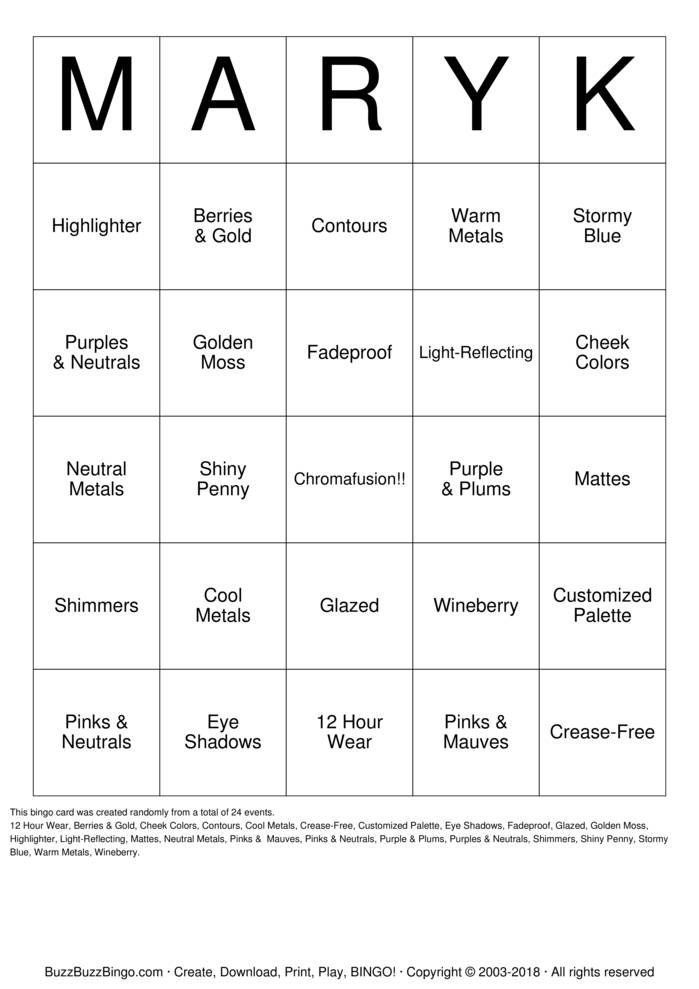 Download Free Chromafusion Bingo Cards